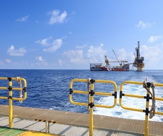Tender Drilling Oil Rig On The Production Platform View From Crew Boat