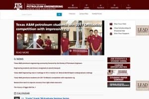 Texas A&M Petroleum Engineering College of Engineering website screenshot