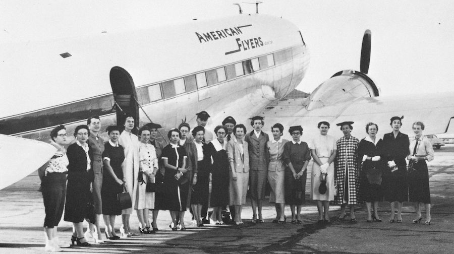 Amarillo Club member charter a plane to ADDC Convention in New Orleans, 1956.