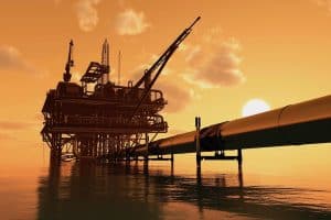 Vector of an oil platform and pipeline used for oil and gas production