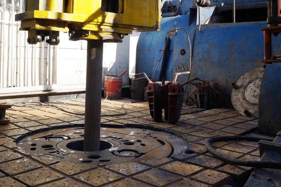 Photo of a drilling floor on an offshore oil rig